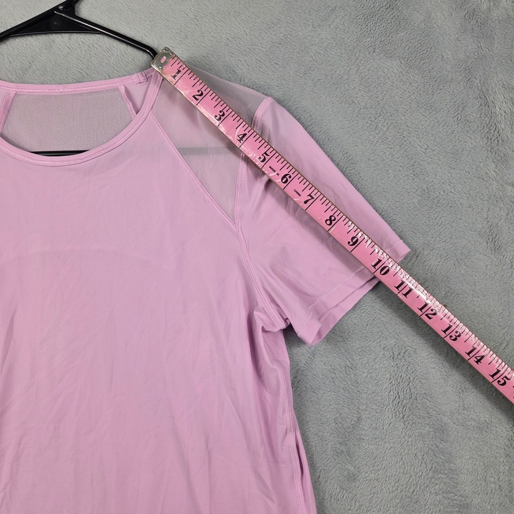 Lululemon Sculpt Short Sleeve Women M&S Pink Excellent Mesh Back Pleated Tee - Picture 6 of 6